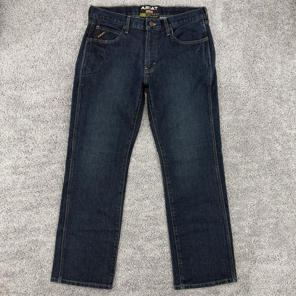 Ariat Rebar M5 Slim Straight Jeans Men's 34x32 Dark Wash Western Cowboy